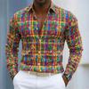 Carnival herrrutig skjorta med knappar, avslappnad långärmad, hawaiisk stil, bekväm och mångsidig, lämplig för utomhussemester