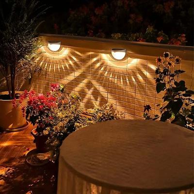 2packs Solar Fence Lights Solar Deck Lights Solar Wall Lights Solar Powered Wall Mount Outdoor Waterproof Fence Lamp Lighting,Black