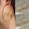 Party Gold Hip-hop Jewelry Gift Hyperbole Large Circle Femme Baby Letter Round Hoop Earrings
