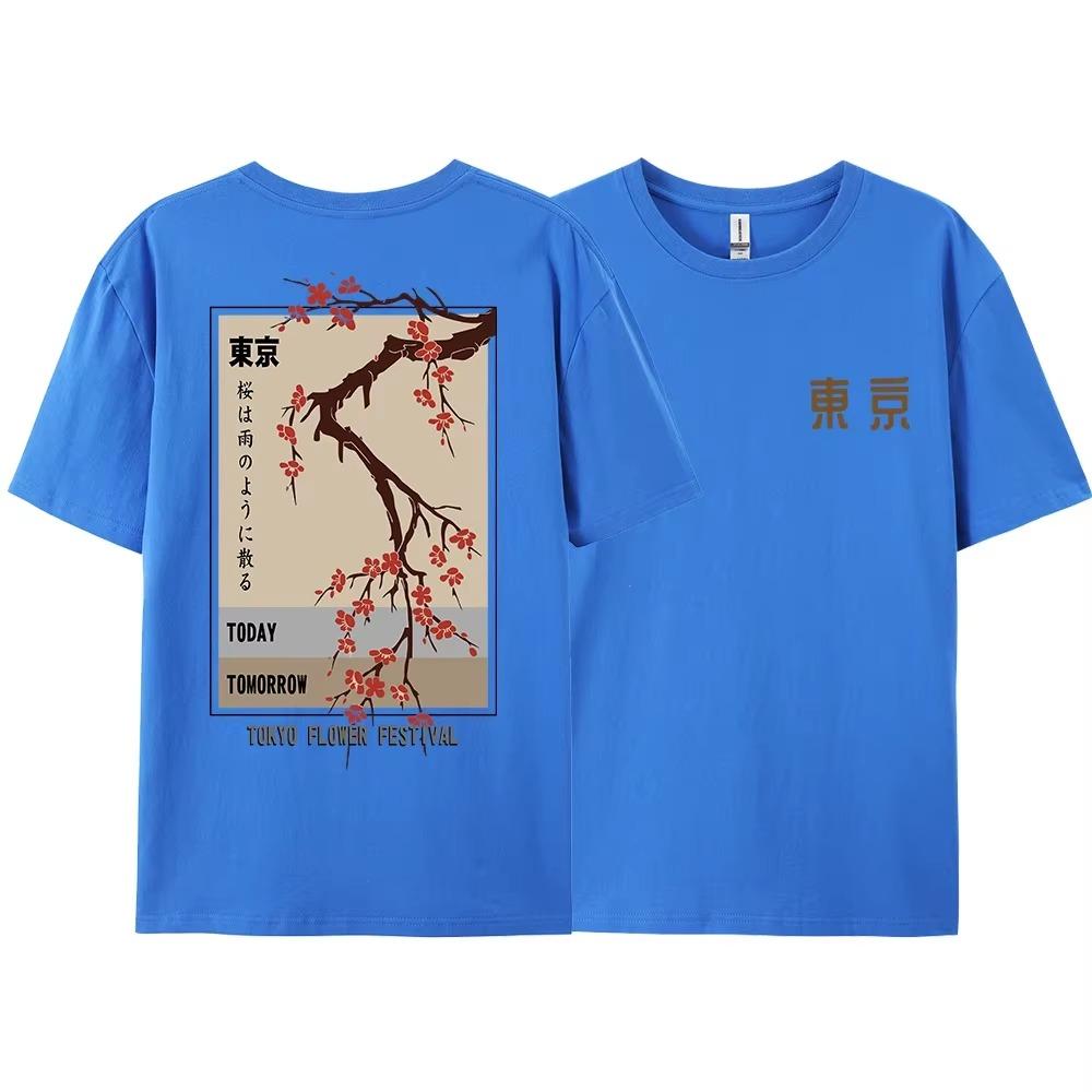 Today Tomorrow Tokyo Flower Festival T Shirt Men Women Fashion O-Neck Tshirts Summer Cotton Tops Loose Street Hip Hop T-Shirts