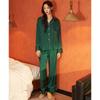 Yaoting simple casual satin chiffon pajamas long sleeves trousers loungewear set retro women pajama1011