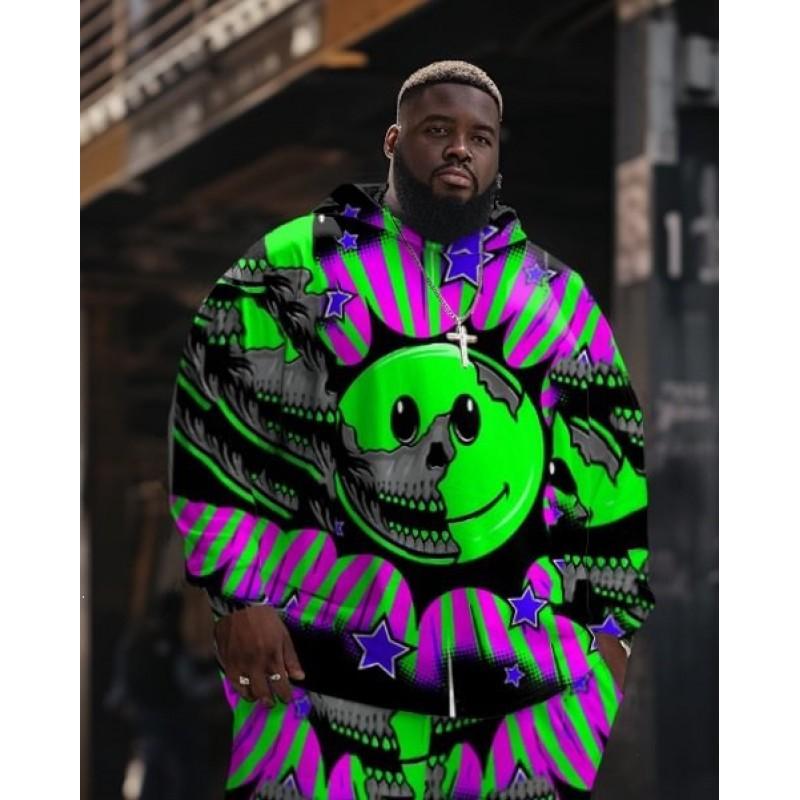 Mens 3D Digital Print Hooded Sweatshirt Jogger Pants Set Sporty Casual Outfit Travel