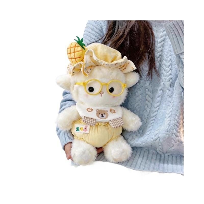 Cute Sheep Plush Doll With Fruits Hair Clips For Kids Girls And Boys
