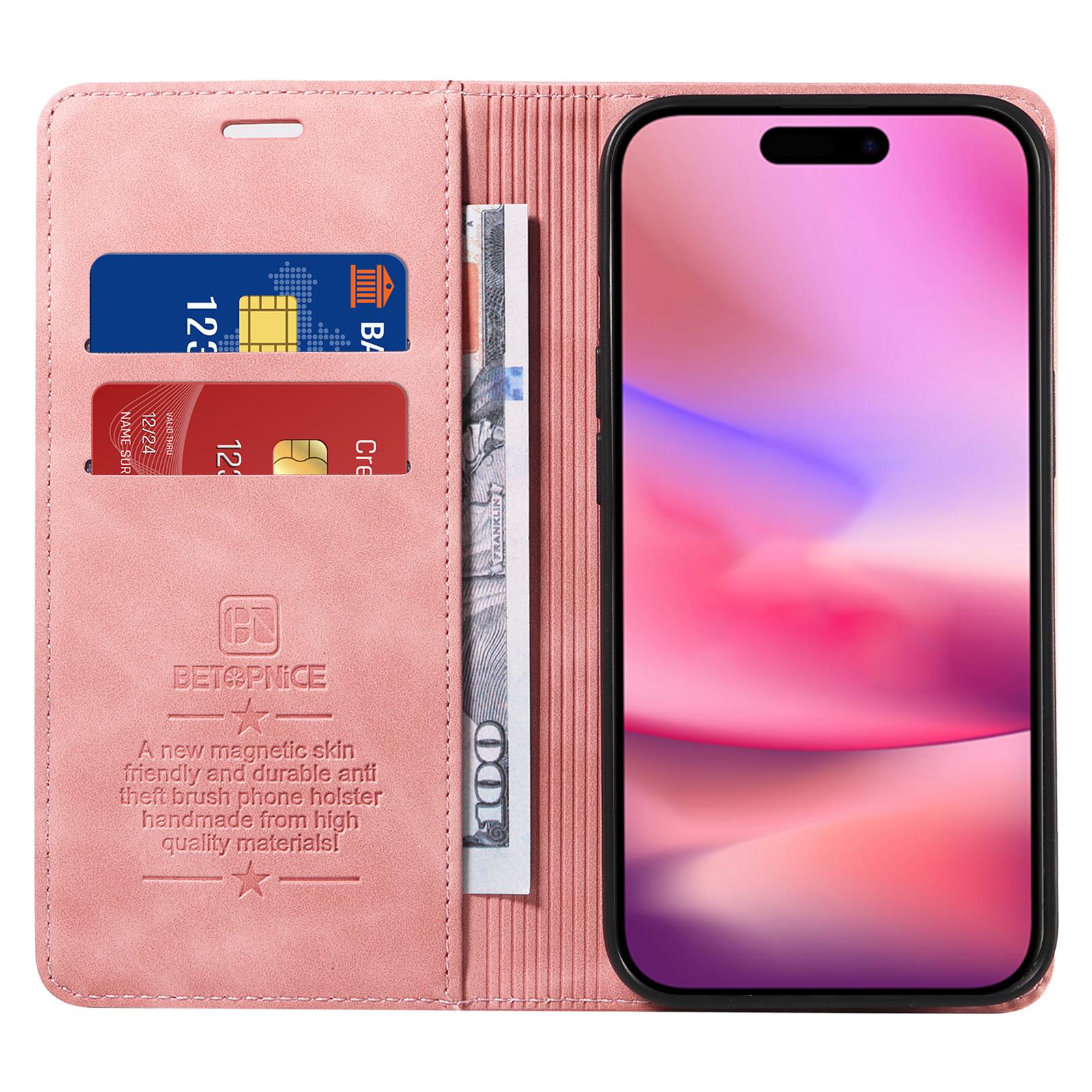 

BETOPNICE 003 для iPhone 16 шкіряний чохол гаманець підставка захисна кришка телефону