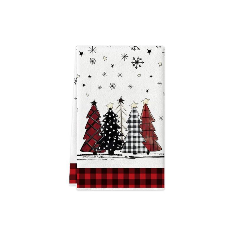 Christmas Kitchen Towel Nordic Style Snowman Print Dish Multipurpose Cotton Tea Home Holiday Decor