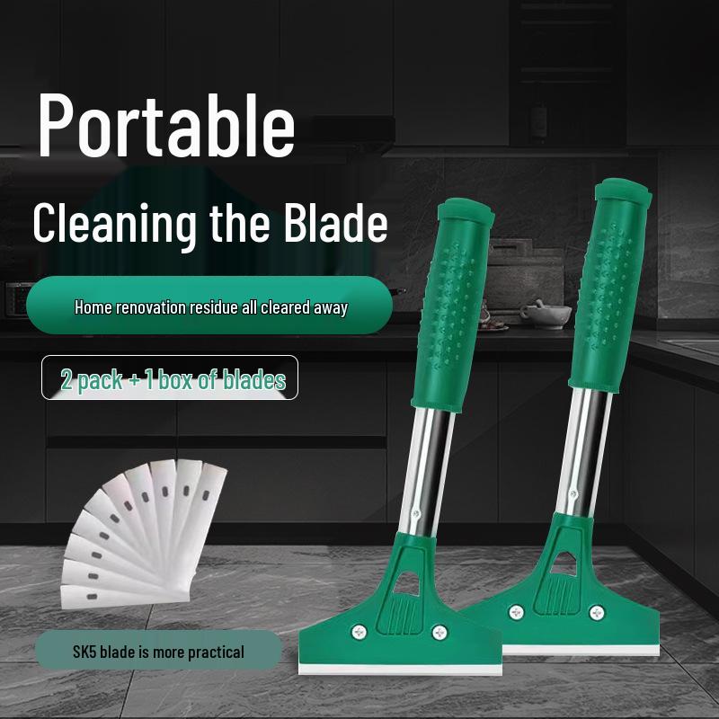 Upgraded Heavy Duty Aluminum Alloy Putty Knife with Thick Black Blade for De-gluing Floor Tiles and Kitchen Use