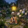 Handbemalte Harz-Outdoor-Figur Licht Solar-Landschaftsdeko-Licht Rasenornament