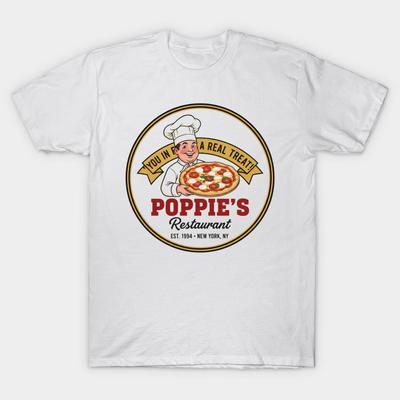 Men Black Print T-shirt Poppie'S Restaurant - Seinfeld No-Cut Transfer Paper Print Cotton Tshirt