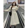 High-end Long Fleece Sweater Dress for Women's Autumn and Winter Large Size Fat Mm Thin Black Temperament with Bottom Skirt