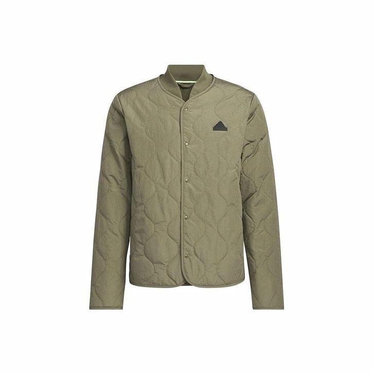 adidas men s warm windproof sports and casual jacket, olive green S