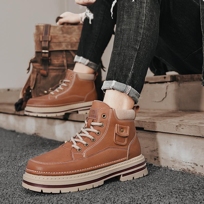 Autumn new British retro high-top Martin boots casual shoes high-top short boots leather shoes