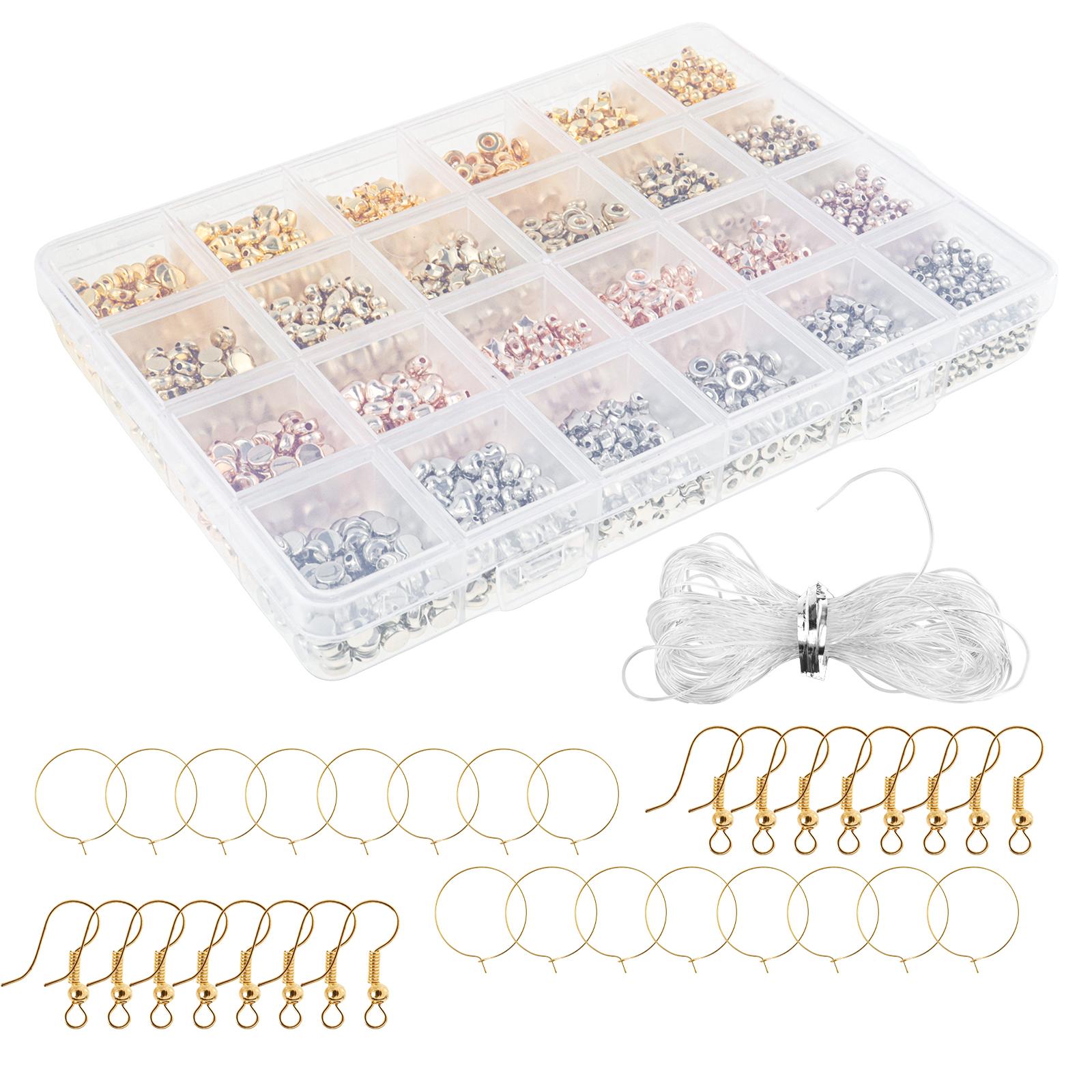 2160Pcs Spacer Beads Set Assorted Spacer Bracelet Beads Glossy Jewelry Making Beads 4 Colors Jewelry Beads Bracelet Beads Kit