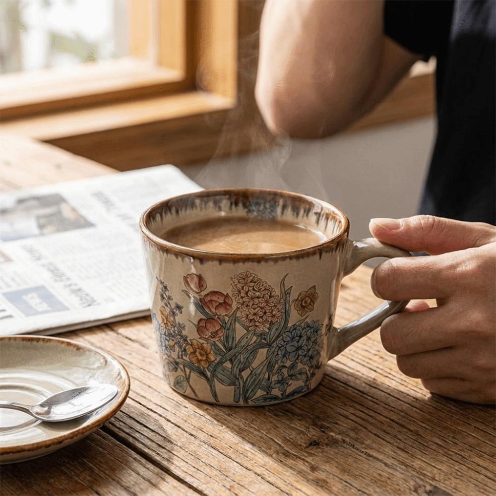 Non-slip Ceramic Coffee Cup 385ml Milk Cup Drinkware Exquisite Water Cup Travel