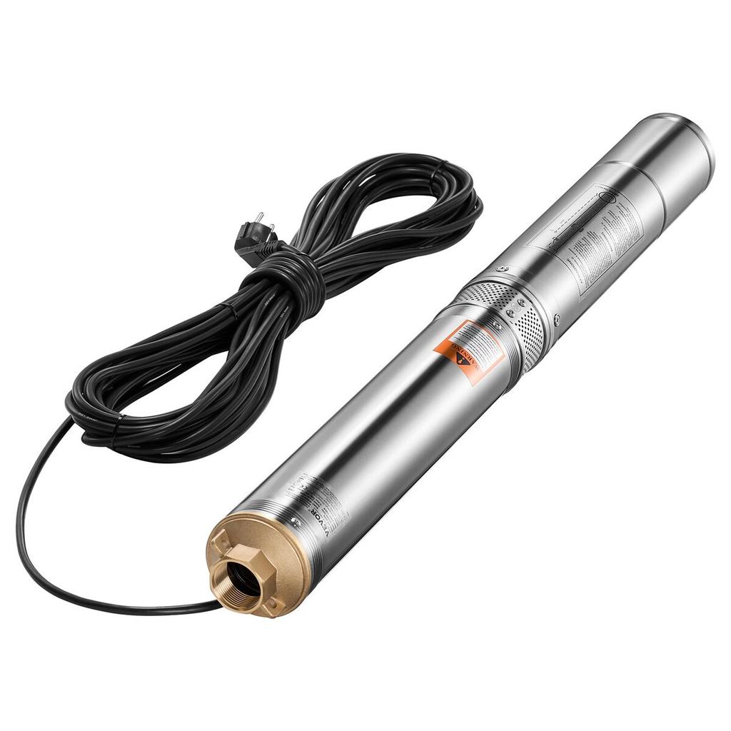 Pompa Sommergibile per Pozzi Profondi Pompa dell'Acqua in Acciaio Inossidabile 1100W Potenza Assorbita, 246ft Altezza Massima di Sollevamento, 100L/min Portata per Irrigazione Agricola, Bestiame