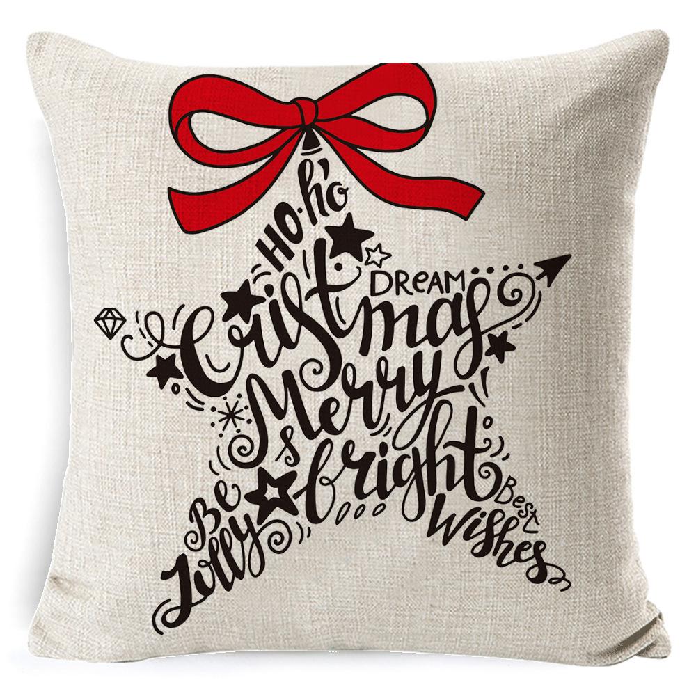 Christmas Linen Pillow Case Home Nap Lumbar Cushion Pillow Sofa Bedside Cushion Pillow Case