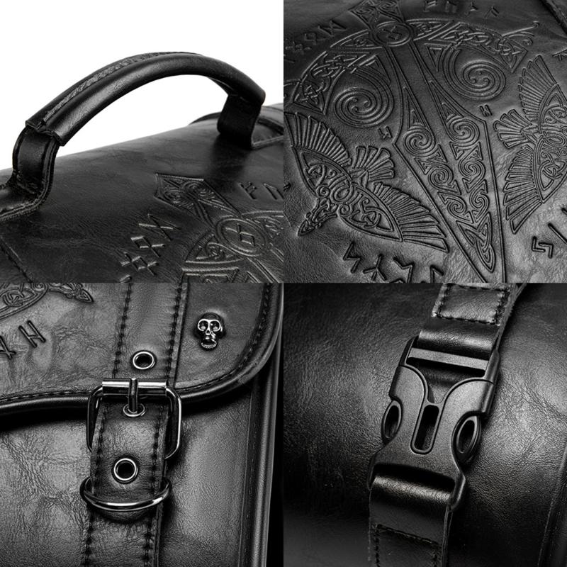 Retro Punk Motorcycle Seat Bag Strong PU Leather Waterproof Tool Storage Easy Mount Side Bag for Bike Riding