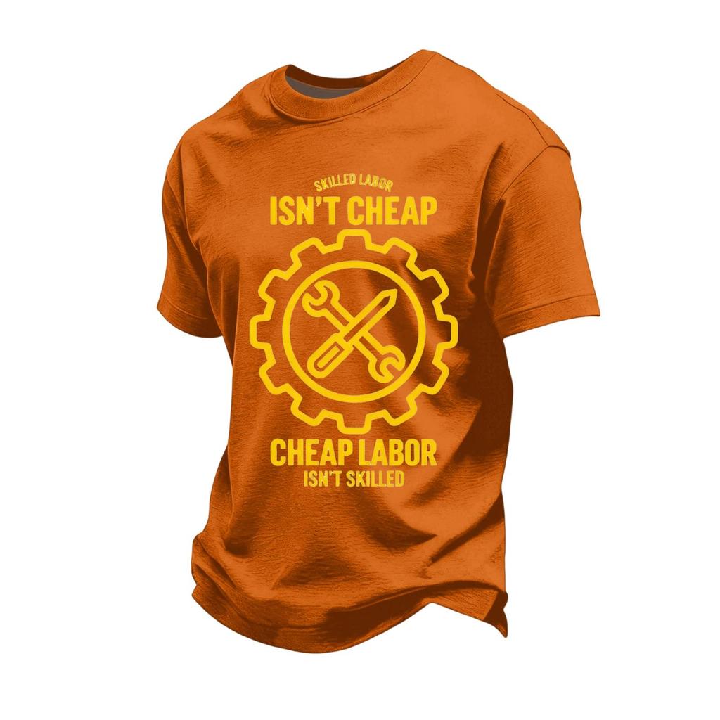 Men's Loose Fit Casual Short Sleeve T Shirt Labor Day Printed Graphic Tee Crew Neck Comfortable Top for Everyday Wear