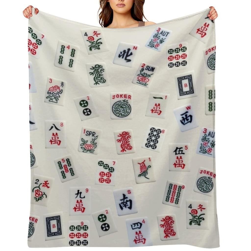 Mahjong Game Tiles Design Throw Blanket Decorative Sofas Cosplay Anime Hair Blankets Ands Blankets