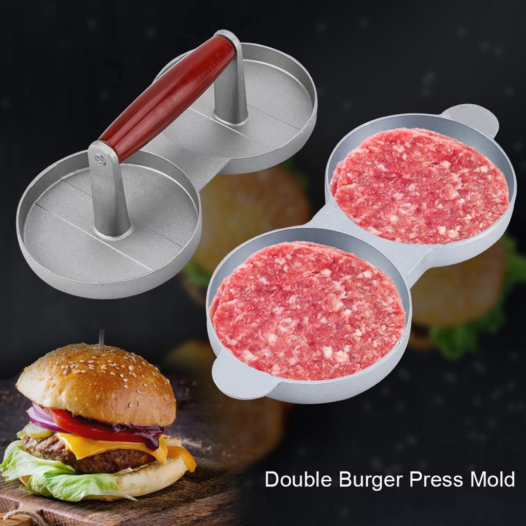 Aluminum Alloy NOn Stick Double Burger Press Mold Hamburger Meat Beef Kitchen Tools