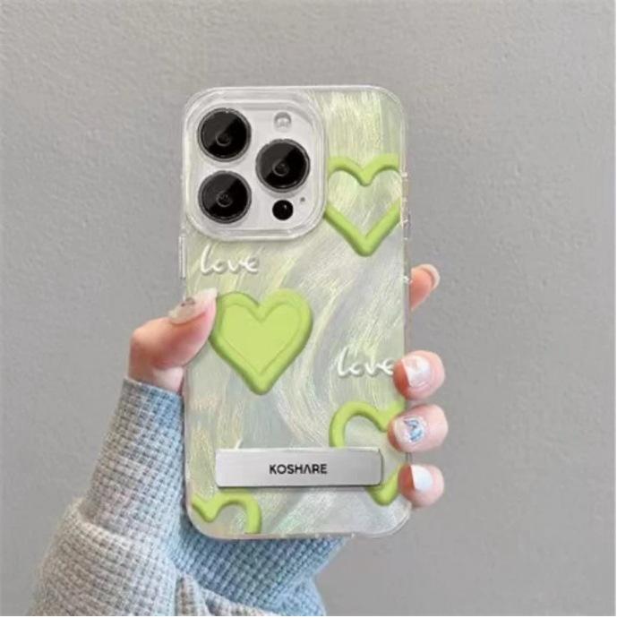 

Green Bottom Love for Apple 16promax Cartoon for IPhone15plus Mobile Phone Case New 14pro Advanced For Apple 6