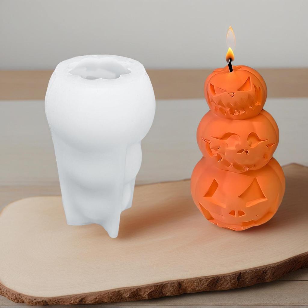 Halloween Funny Pumpkin Mold Decoration Silicone Mold Pumpkin Aromatherapy Candle Gypsum Resin Mold Spooky Craft Mold