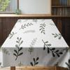 Modern Dining Tablecloth: Floral Print Polyester Table Linen Decor for Home Kitchen Table White Green Leaves Pattern (56 X 104 I
