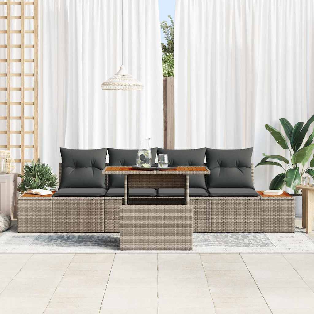 Garden Dining Set with Cushions 5 pcs Grey and Brown