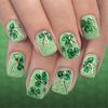 24Pieces Festive Green Four Leaf Short Square False Nail Easy To Apply Comfort Fake Nail for Patrick's Day Celebration