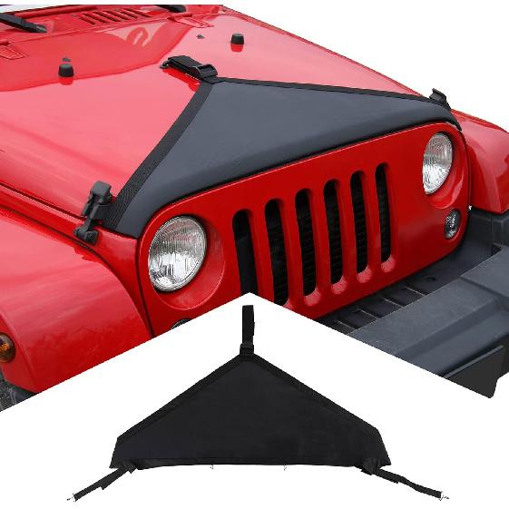RT-TCZ for Jeep Wrangler TJ Hood Cover Exterior Accessories Engine Hood Bra Front Protector for Jeep Wrangler 1997-2006 Plain Black