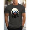Men's Summer 100 Cotton Fashionable Casual Sports Loose and Interesting Cartoon Penguin Pattern Printed Round Neck Short Sleeved T-shirt