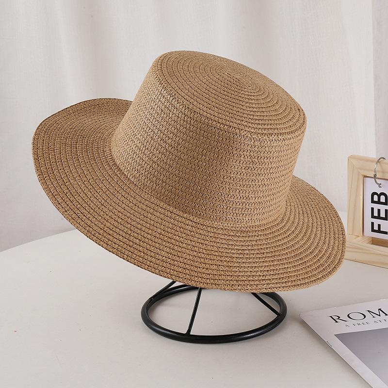 Summer New Men's and Women's Flat-top Sun Hat Sun Hat Travel Beach Hat Women's Top Hat Sun-proof Wild Grass