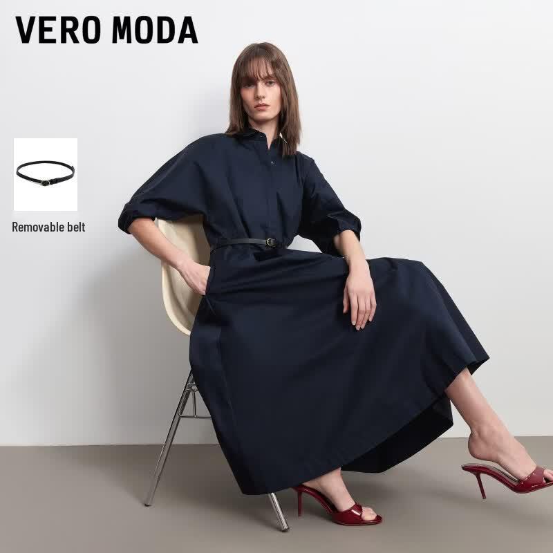 VEROMODA Women s Summer Lantern Sleeve A-Line Cotton Dress L