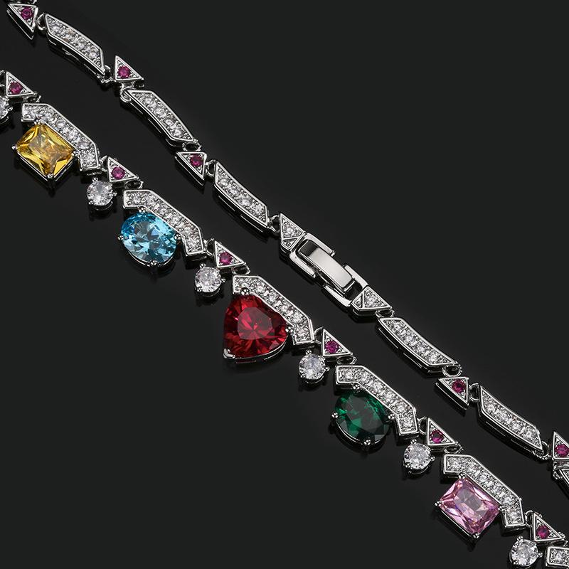 New Jewelry Necklace Light Luxury Inlaid With Geometric Colored Zircon Collarbone Chain Dopamine High-end Niche Women