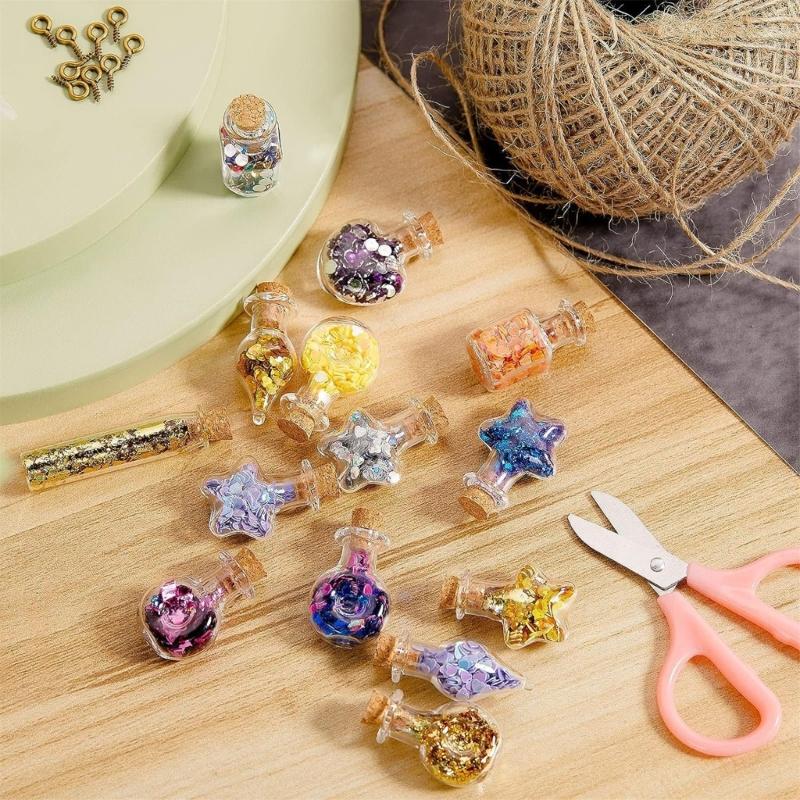 Set aus 30 einzigartigen Glasfläschchen Glas Wunschflaschen Glasfläschchen-Set Segensgeschenkflasche Perfekt zum Basteln und für Schmuck