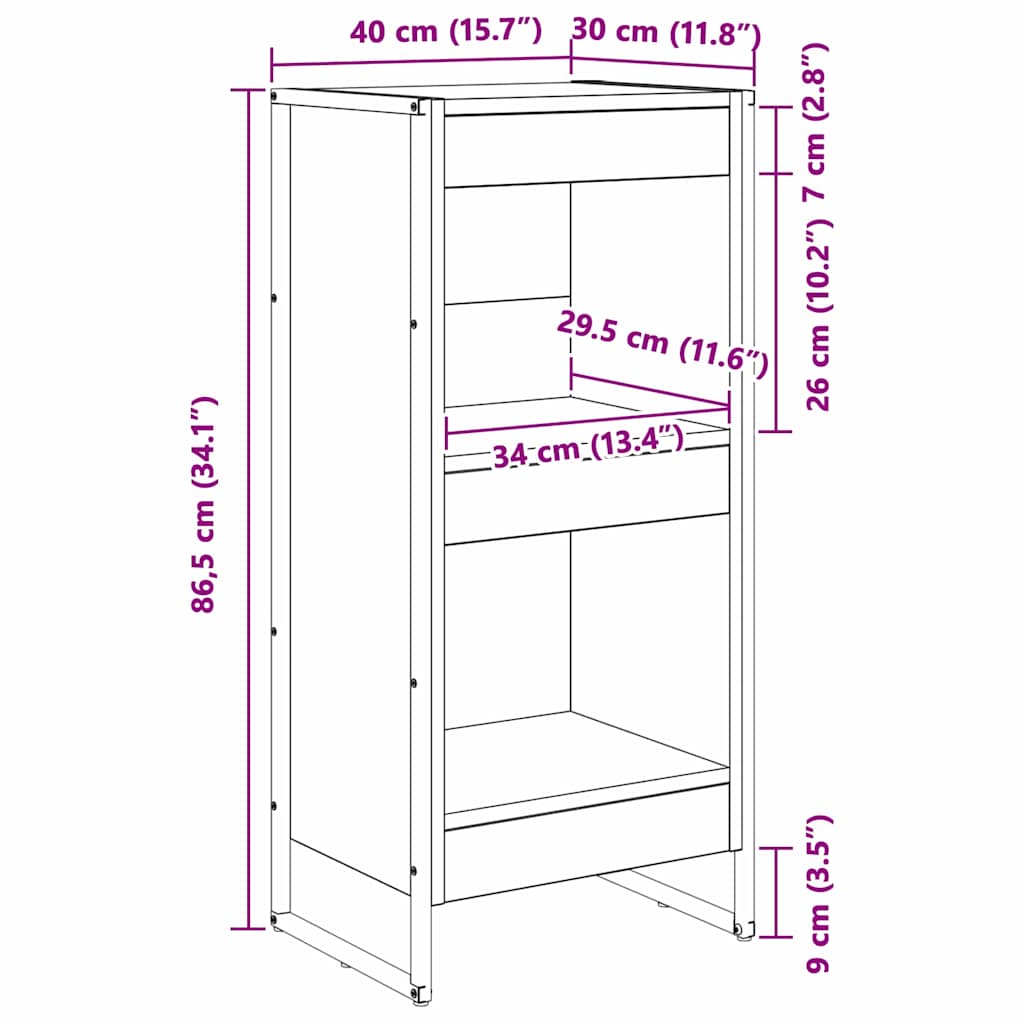 Bookshelf 40 X 30 X 86.5 Cm Engineered Wood Reclaimed Wood