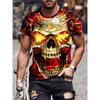 Men's T-Shirt Vintage Punk Short Sleeve Skull Print Men Top Oversized Casual Hip Hop T Shirt Summer O Neck Men's Tee Clothing