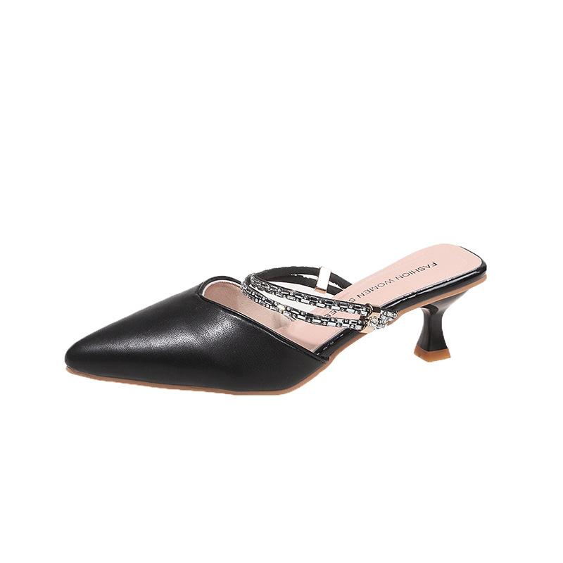 Fashion Fashion Women Thin High Heels Mules Slippers New Pointed Toe Butterfly-knot Shoes Female Casual Slides Ladies Pumps Sandals