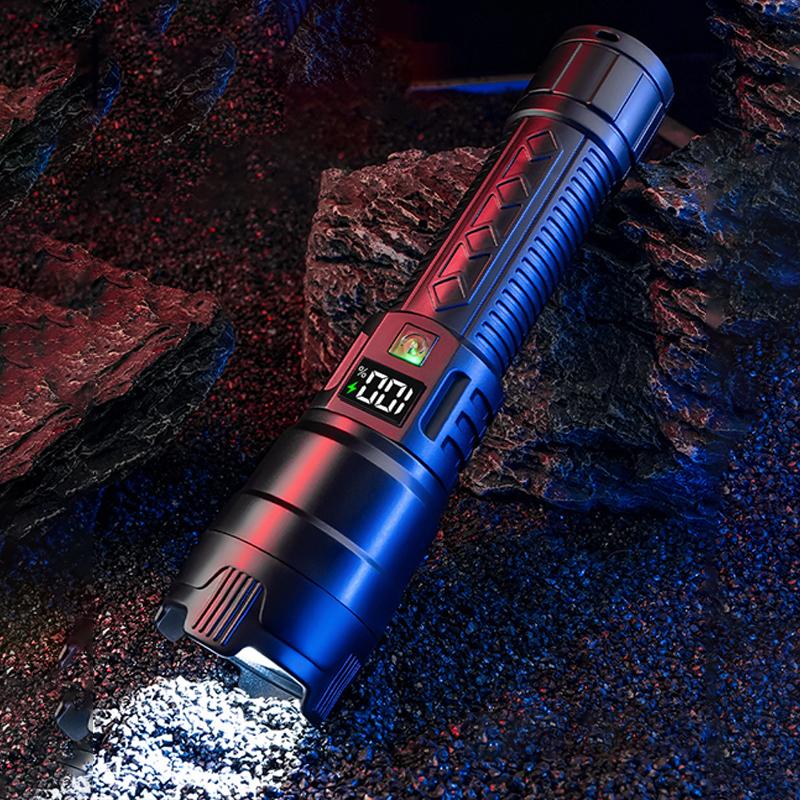 Led Flashlight Built-In Battery Usb Rechargeable Strong Light Torch Outdoor Camping Hiking Lantern