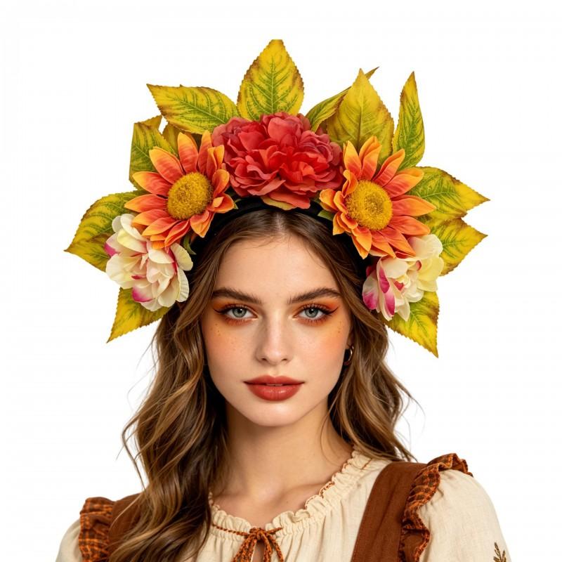 Sonnenblumen Erntefest Stirnband Künstliche Blume Blatt Haaraccessoire Thanksgiving Aufführung Damen