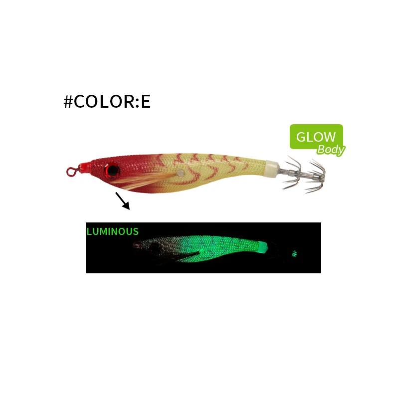 99mm Floating Luminous Squid Jig Topwater Artificial Lure for Saltwater Squid Fishing Glow Night Bait with Feathered Hooks