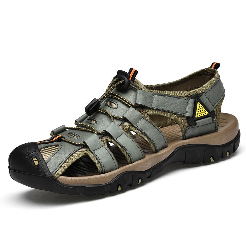 New Summer Men's Sandals Soft Leather Roman Outdoor Men Sandals Fashion Outdoor Beach Sneakers Slippers Men's Wading Sandals
