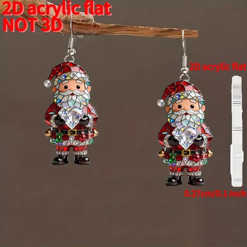 New Santa Claus Acrylic Earrings - Christmas Party Jewelry Single Acrylic Earring (No Hook)