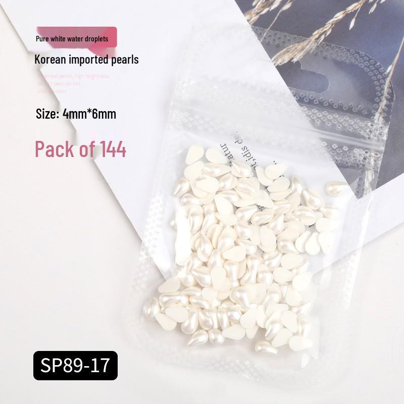 Korean Iridescent AB Pearl Nail Art Stickers - Various Sizes & Shapes