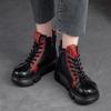 Johnature 2023 autunno inverno nuovi stivali corti retrò donna in vera pelle colori misti scarpe con plateau versatili con suola spessa