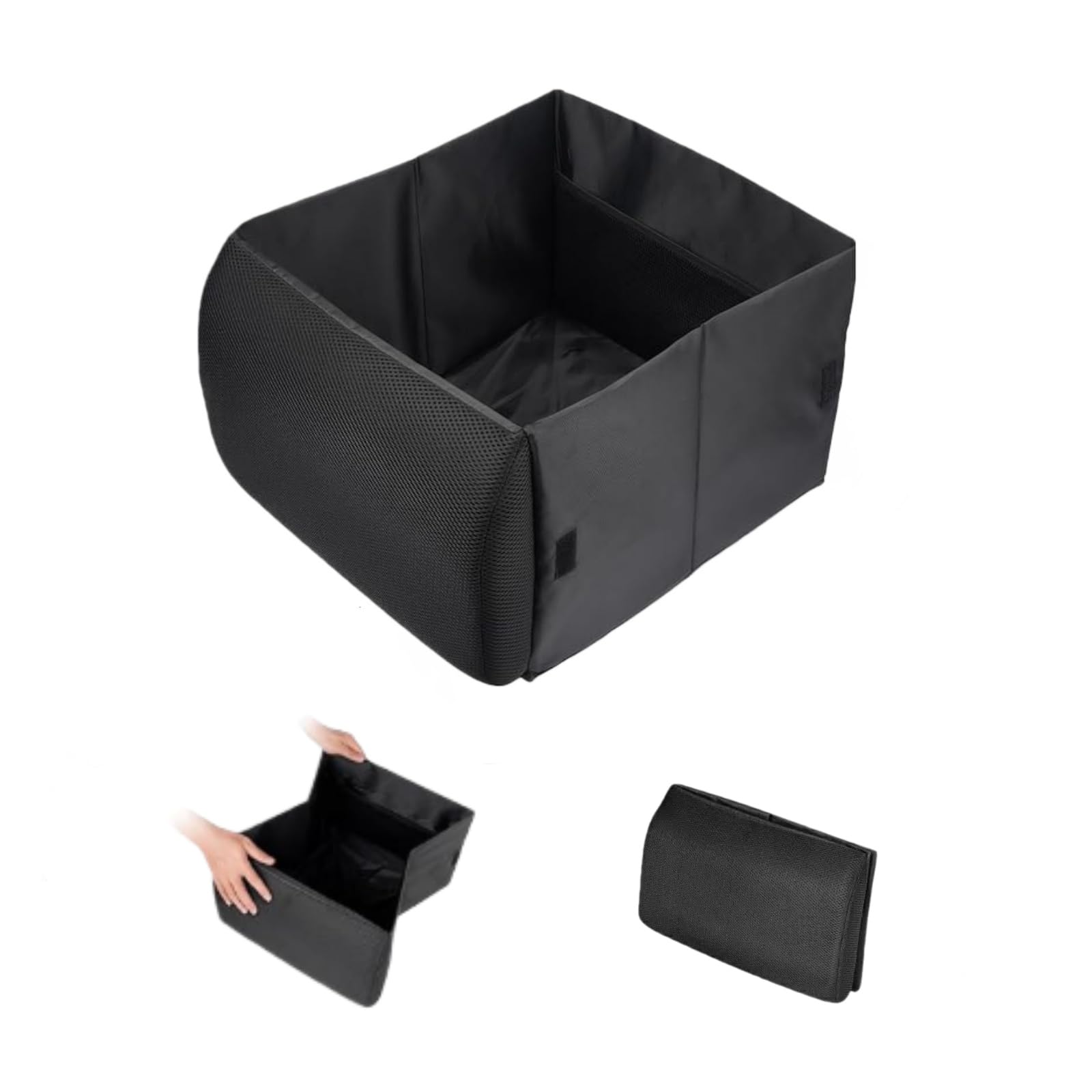 TATACLEA Passenger Seat Box with Lumbar Foldable Car Storage Box for Car Rear Seat 2-in-1 Cushion, Storage, Luggage, (Black) чёрный