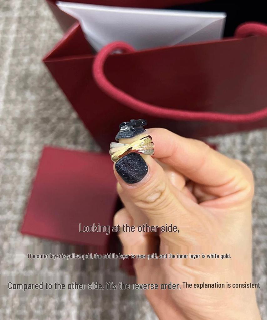 Kajia Tricolor Smooth Index Finger Ring - Classic, Non-Fading, Elegant Women's Hand Jewelry.
