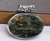 Ocean Jasper Natural Gemstone Antique Silver Plated Pendant 1.5" J 1701