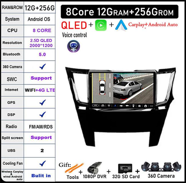 For Subaru Outback 4 BR Logacy 5 2009-2014 Car Radio Multimedia Video Player Auto GPS NavigationBluetooth WiFi QLED screen