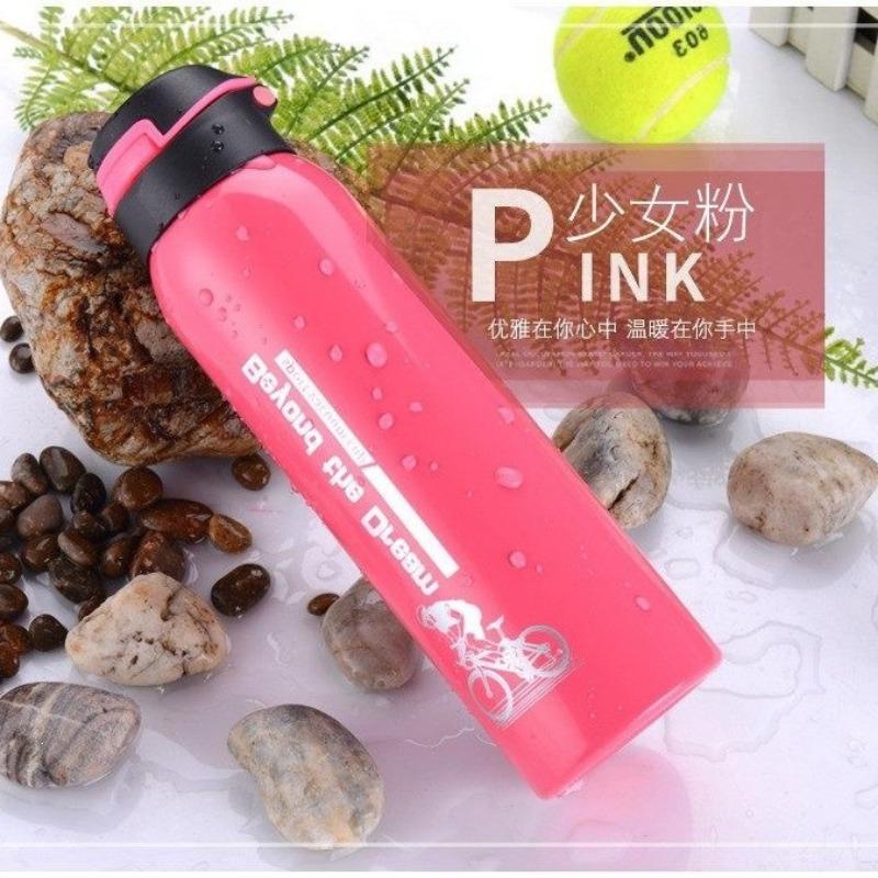 

Bicycle Water Bottle Vacuum Stainless Steel Cycling Water Bottle Double Walled Simple Thermo Mug Insulated With Straw 500ML рожевий