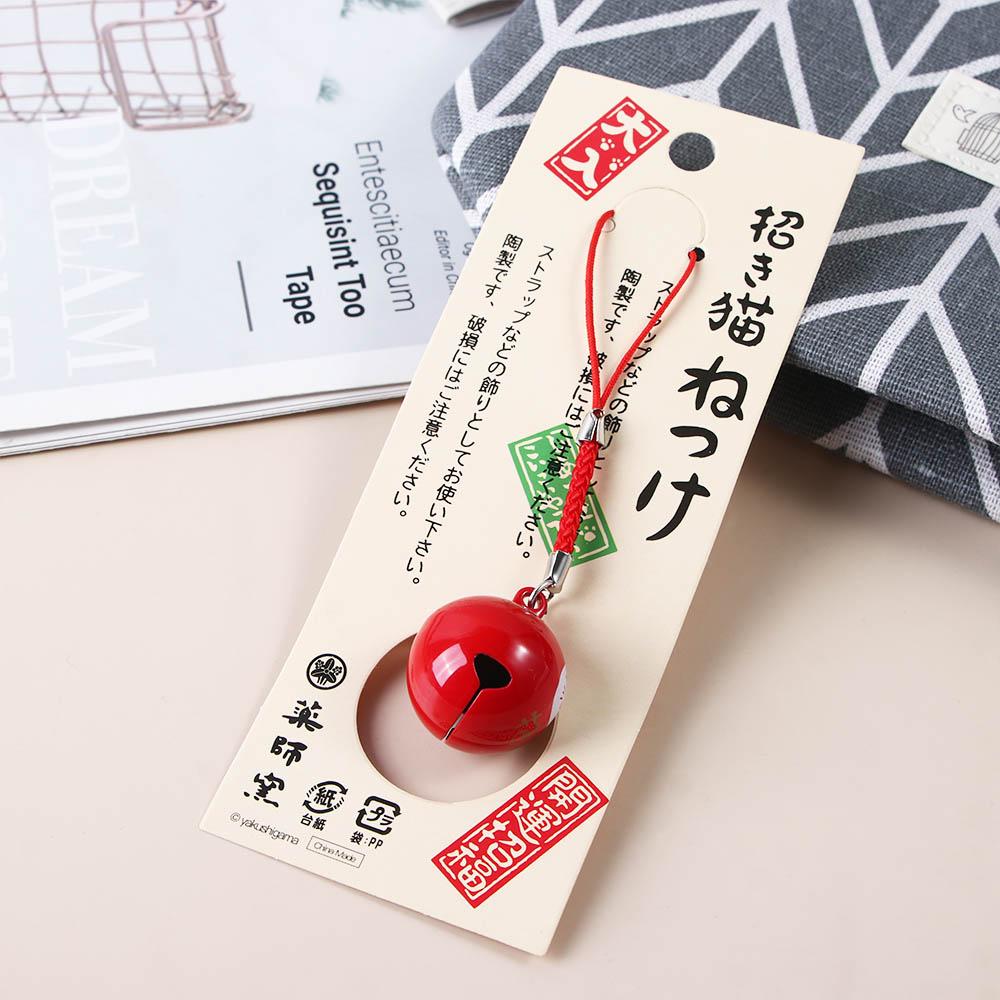 DIY Trinkets Phone Pendant Red Maneki Neko Bells Pendant Japan Daruma Lucky Cat Keychains Keyring